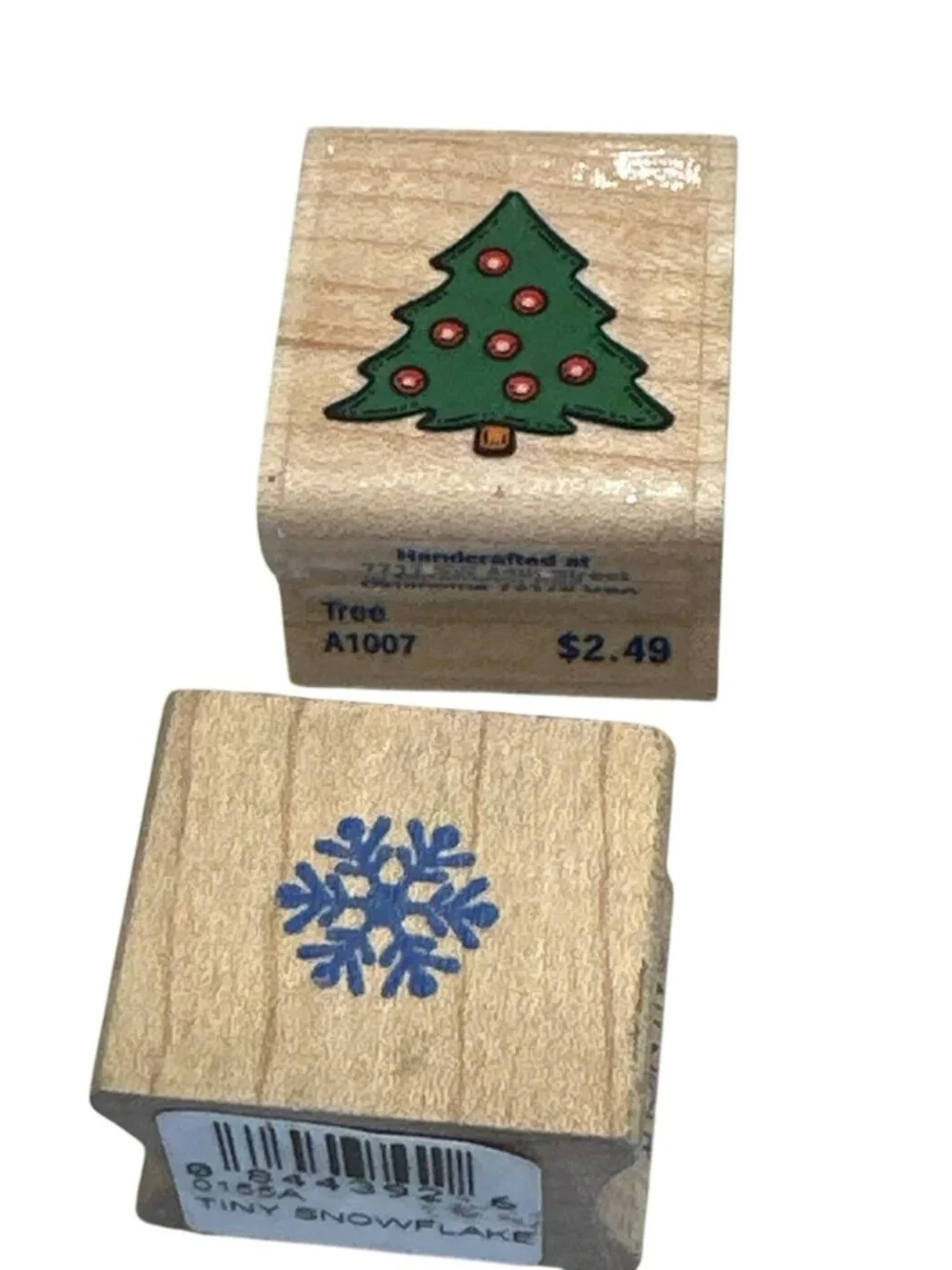 Assorted Wooden Rubber Stamps Christmas & Floral Theme Crafting Set All Night